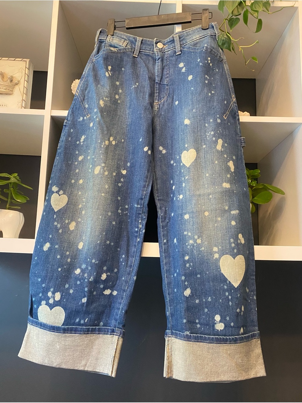 NWOT The Kaden Barrel Carpenter Pilcro Heart Paint-Splatter Jeans - Picture 6 of 9